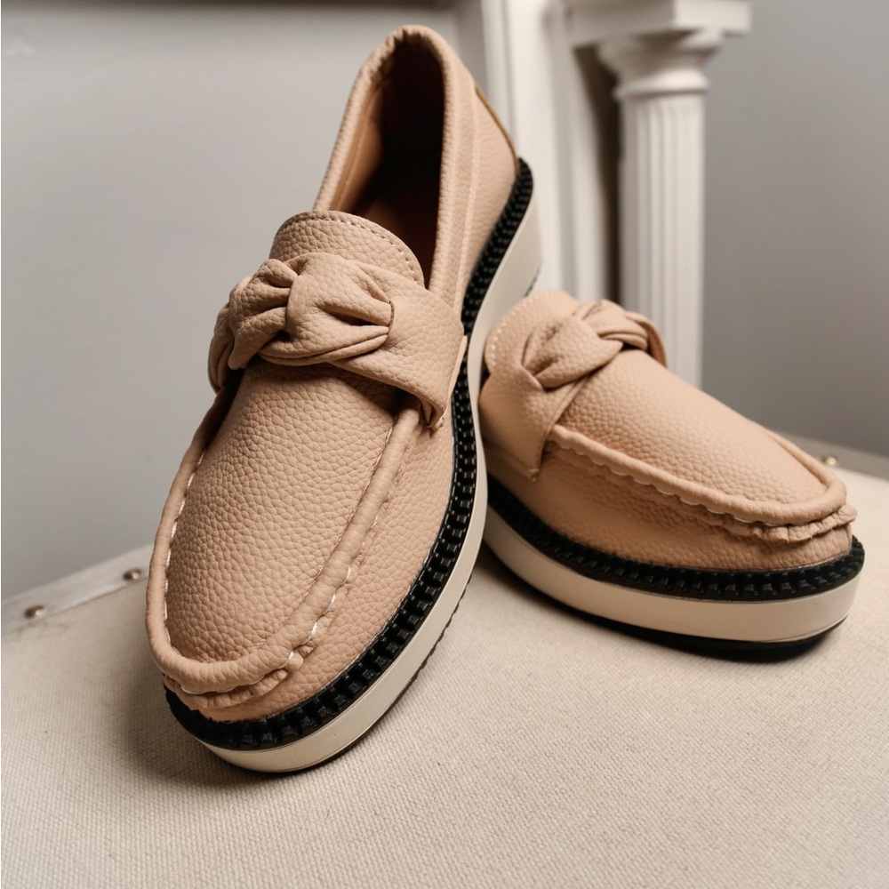 Tan Loafers with Black Sole